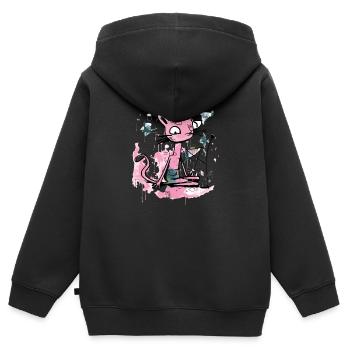 Jok la panthère rose - Sweat Premium à capuche zippé enfant bio - noir - Dos - AI Model Kid Male (0cm)