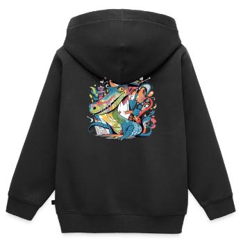 Izidi, der Alligator - Kinder Premium Organic Zip Hoodie - Schwarz - Hinten - AI Model Kid Male (0cm)