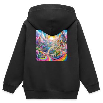 icecrusher Cartographic Pencil Art Color - Kinder Premium Organic Zip Hoodie - Schwarz - Hinten - AI Model Kid Male (0cm)