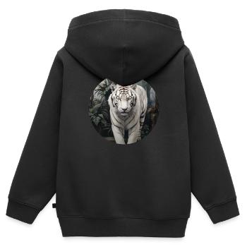 Weißer Tiger - Kinder Premium Organic Zip Hoodie - Schwarz - Hinten - AI Model Kid Male (0cm)