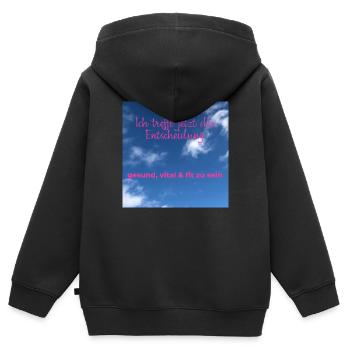 Ich treffe jetzt die Entscheidung - Kinder Premium Organic Zip Hoodie - Schwarz - Hinten - AI Model Kid Male (0cm)