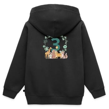 3. Jahrestag - Tiere zum dritten Jahrestag - Kinder Premium Organic Zip Hoodie - Schwarz - Hinten - AI Model Kid Male (0cm)