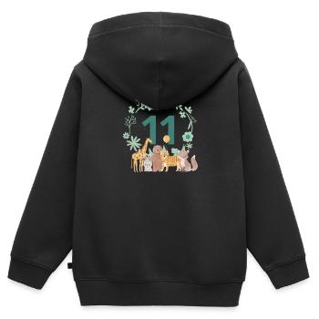 11-jähriges Jubiläum - Tiere zum elften Jubiläum - Kinder Premium Organic Zip Hoodie - Schwarz - Hinten - AI Model Kid Male (0cm)