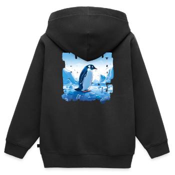 Pinguine, die Bewohner der Antarktis - Kinder Premium Organic Zip Hoodie - Schwarz - Hinten - AI Model Kid Male (0cm)