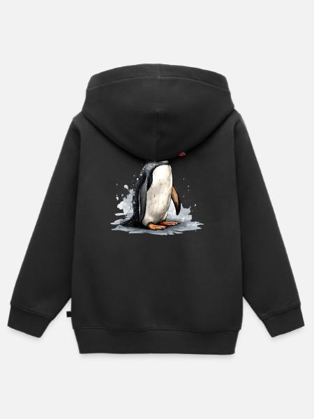 Pinguin auf Eisscholle - Kinder Premium Organic Zip Hoodie - Schwarz