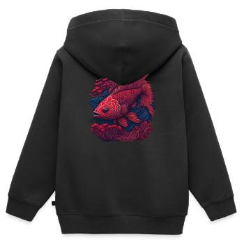 beau poisson - Sweat Premium à capuche zippé enfant bio - noir - Dos - AI Model Kid Male (0cm)