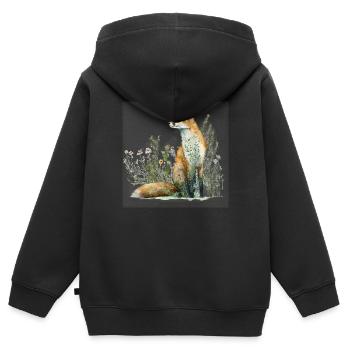 Fuchs in der Wiese - Kinder Premium Organic Zip Hoodie - Schwarz - Hinten - AI Model Kid Male (0cm)