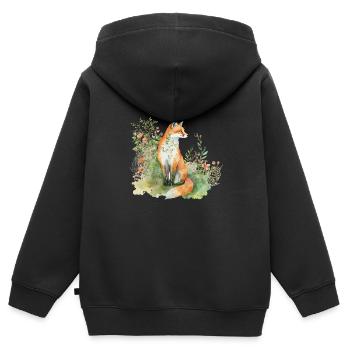 Fuchs in der Wiese - Kinder Premium Organic Zip Hoodie - Schwarz - Hinten - AI Model Kid Male (0cm)