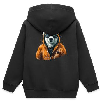 Streetstyle-Bär | Eisbären-Liebhaber - Kinder Premium Organic Zip Hoodie - Schwarz - Hinten - AI Model Kid Male (0cm)
