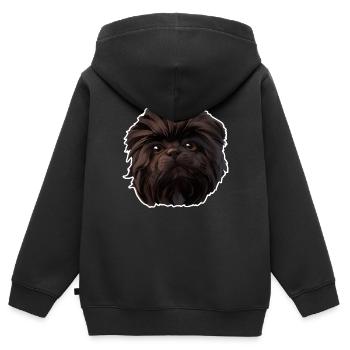 Affenpinscher - Sweat Premium à capuche zippé enfant bio - noir - Dos - AI Model Kid Male (0cm)