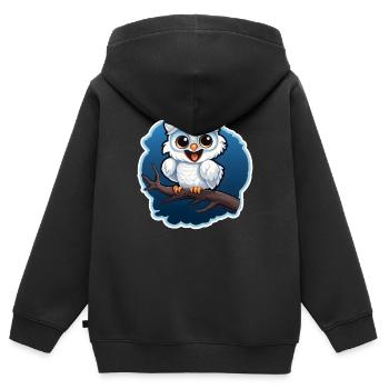 Owl on a branch - Kids Premium Organic Zip-up Hoodie - black - Back - AI Model Kid Male (0cm)