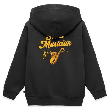 Musiker Instrument Stadtmusikant Entertainer - Kinder Premium Organic Zip Hoodie - Schwarz - Hinten - AI Model Kid Male (0cm)