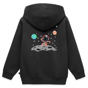 astronaute rouge blanc - Sweat Premium à capuche zippé enfant bio - noir - Dos - AI Model Kid Male (0cm)