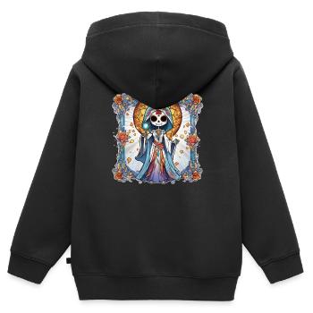 Santa Muerte - Sweat Premium à capuche zippé enfant bio - noir - Dos - AI Model Kid Male (0cm)