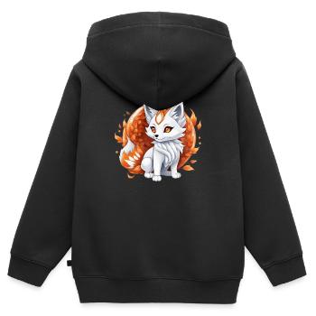 Kawaii Kitsune - Kinder Premium Organic Zip Hoodie - Schwarz - Hinten - AI Model Kid Male (0cm)