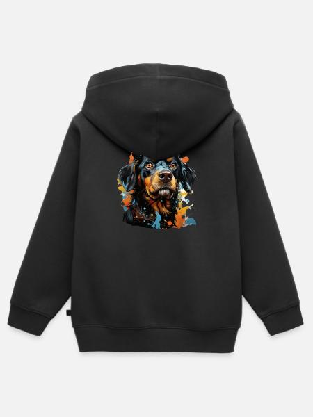 Hund - Kinder Premium Organic Zip Hoodie - Schwarz