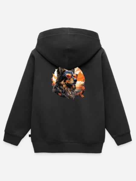 Hund - Kinder Premium Organic Zip Hoodie - Schwarz