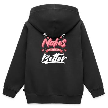 Schmusen Teddybär Süß Romantisch - Kinder Premium Organic Zip Hoodie - Schwarz - Hinten - AI Model Kid Male (0cm)