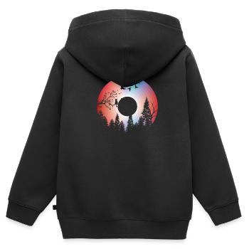 Natur-Schallplatte - Kinder Premium Organic Zip Hoodie - Schwarz - Hinten - AI Model Kid Male (0cm)
