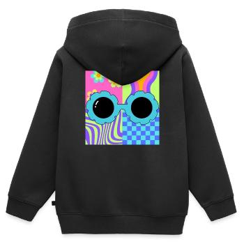 80er Flowerpower - Kinder Premium Organic Zip Hoodie - Schwarz - Hinten - AI Model Kid Male (0cm)