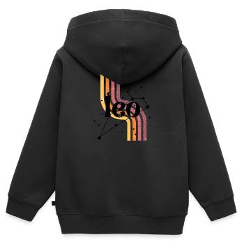 Leo horoscope rétro - Sweat Premium à capuche zippé enfant bio - noir - Dos - AI Model Kid Male (0cm)