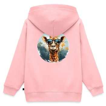 Girafe hipster animale avec des lunettes de soleil drôle - Sweat Premium à capuche zippé enfant bio - rose - Dos - AI Model Kid Female (0cm)