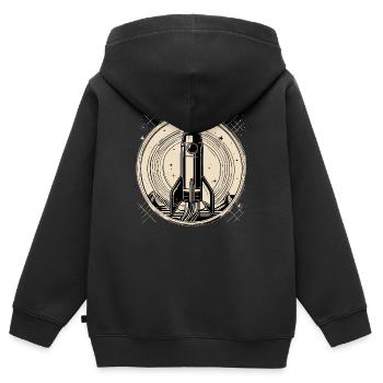 Ein kleiner Schritt, quadratisch - Kinder Premium Organic Zip Hoodie - Schwarz - Hinten - AI Model Kid Male (0cm)