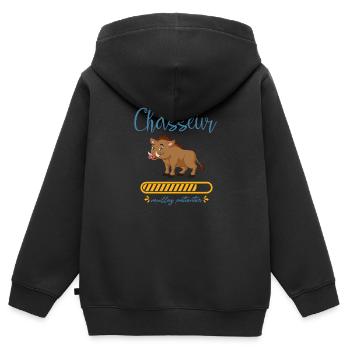 bientôt chasseur t-shirt chasseur sanglier - Sweat Premium à capuche zippé enfant bio - noir - Dos - AI Model Kid Male (0cm)