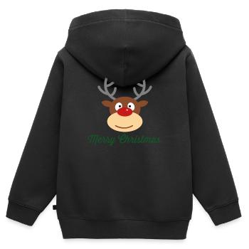 Joyeux Noël - Sweat Premium à capuche zippé enfant bio - noir - Dos - AI Model Kid Male (0cm)