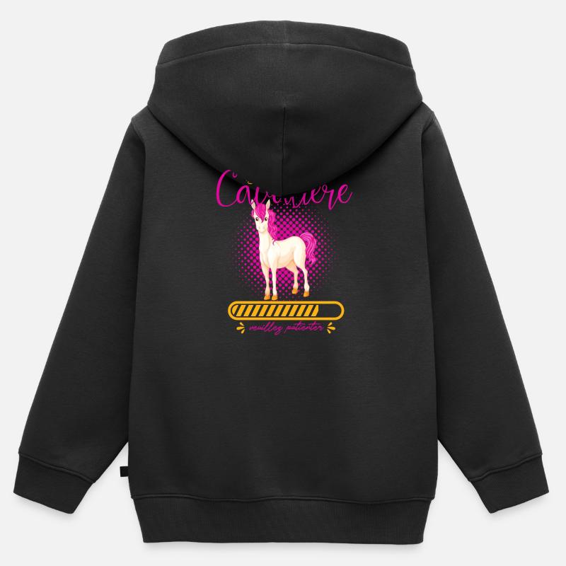 cavalière, cadeau, fête du bac, maman, mère, cheva - Sweat Premium à capuche zippé enfant bio - noir