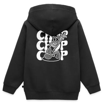 Vintage Cartoon Küchenmesser Maskottchen hacken - Kinder Premium Organic Zip Hoodie - Schwarz - Hinten - AI Model Kid Male (0cm)