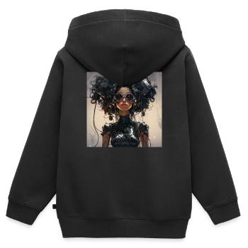 Cyber Punk - Sweat Premium à capuche zippé enfant bio - noir - Dos - AI Model Kid Male (0cm)