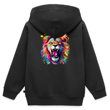 buntes Brüllen - Kinder Premium Organic Zip Hoodie - Schwarz - Hinten - AI Model Kid Male (0cm)