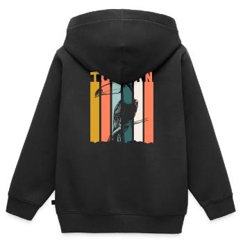 Toucan Dschungel Natur Südamerika - Kinder Premium Organic Zip Hoodie - Schwarz - Hinten - AI Model Kid Male (0cm)