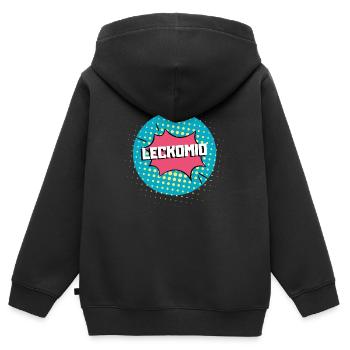 LECKOMIO - Kinder Premium Organic Zip Hoodie - Schwarz - Hinten - AI Model Kid Male (0cm)
