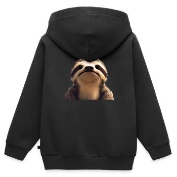 Faultier Faultierzeichnung Faultiere Müdigkeit - Kinder Premium Organic Zip Hoodie - Schwarz - Hinten - AI Model Kid Male (0cm)