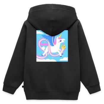 Fliegendes Einhorn - Kinder Premium Organic Zip Hoodie - Schwarz - Hinten - AI Model Kid Male (0cm)