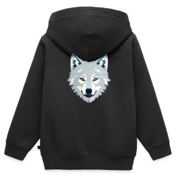 Wolf - Kinder Premium Organic Zip Hoodie - Schwarz - Hinten - AI Model Kid Male (0cm)