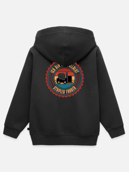 Stapler Fahrer - Kinder Premium Organic Zip Hoodie - Schwarz