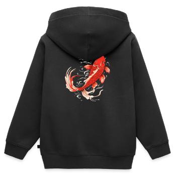Single Koifisch a hâte de vous voir - Sweat Premium à capuche zippé enfant bio - noir - Dos - AI Model Kid Male (0cm)