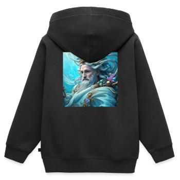 Neptun - Kinder Premium Organic Zip Hoodie - Schwarz - Hinten - AI Model Kid Male (0cm)