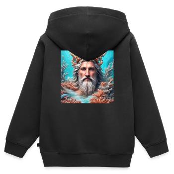 Neptun - Kinder Premium Organic Zip Hoodie - Schwarz - Hinten - AI Model Kid Male (0cm)