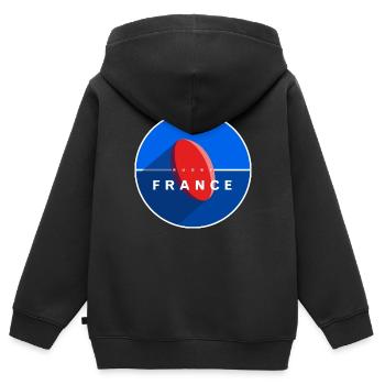 RUGBY FRANCE - Kinder Premium Organic Zip Hoodie - Schwarz - Hinten - AI Model Kid Male (0cm)
