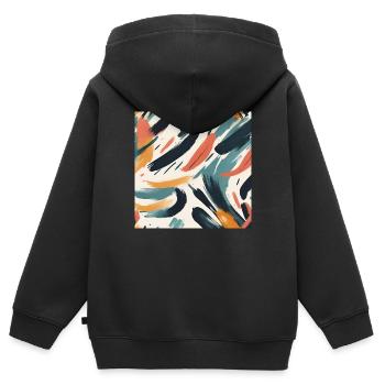 modernes Pinselstrichdesign - Kinder Premium Organic Zip Hoodie - Schwarz - Hinten - AI Model Kid Male (0cm)