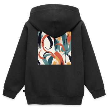 Modernes Pinselstrichdesign - Kinder Premium Organic Zip Hoodie - Schwarz - Hinten - AI Model Kid Male (0cm)