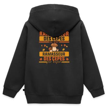 Ramasseur Des cèpes Pour Toujours - Sweat Premium à capuche zippé enfant bio - noir - Dos - AI Model Kid Male (0cm)