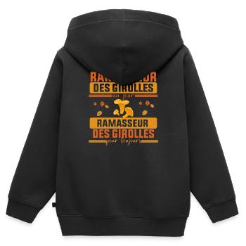 Ramasseur Des Girolles Pour Toujours - Sweat Premium à capuche zippé enfant bio - noir - Dos - AI Model Kid Male (0cm)
