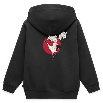 Art du Japon - Art Japonais - Sweat Premium à capuche zippé enfant bio - noir - Dos - AI Model Kid Male (0cm)