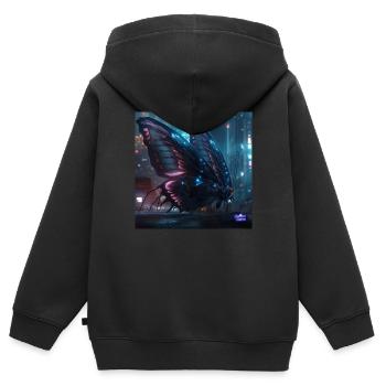Cyberpunk Schmetterling - Kinder Premium Organic Zip Hoodie - Schwarz - Hinten - AI Model Kid Male (0cm)
