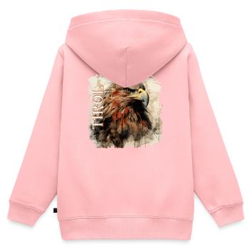 Aigle tyrolien fidèle à l’État du Tyrol, aigle royal - Sweat Premium à capuche zippé enfant bio - rose - Dos - AI Model Kid Female (0cm)